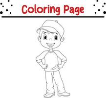 happy little kids coloring page vector