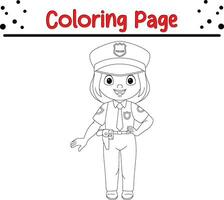 police coloring page for kids vector