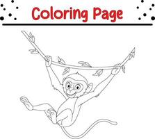 Cute monkey coloring page for kids vector