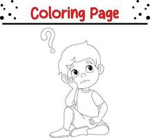 Little boy coloring page. coloring book page for kids vector