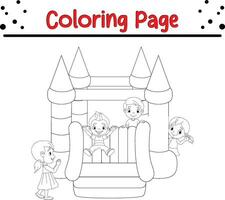 children bouncy castle coloring page vector