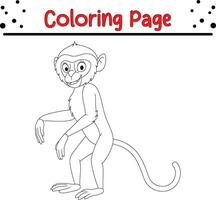 Cute monkey coloring page for kids vector