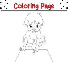 Little boy coloring page. coloring book page for kids vector