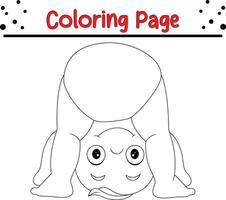 baby boy playing upside down coloring page vector