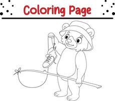 Oso para colorear página para niños vector