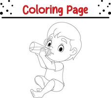 pequeño chico colorante página. colorante libro página para niños vector