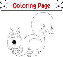 happy squirrel coloring page for kids vector