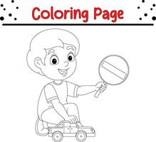 pequeño chico colorante página. colorante libro página para niños vector