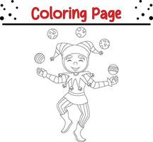 jester juggling balls coloring page vector