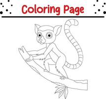 linda y contento lémur colorante página para niños vector