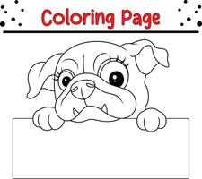 Cute bulldog coloring page for kids vector