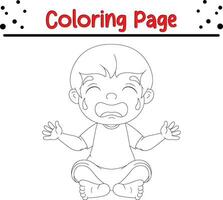 pequeño chico colorante página. colorante libro página para niños vector