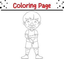 pequeño chico colorante página. colorante libro página para niños vector