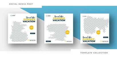 Summer Vacation Travel flyer or poster for traveling agency business offer promotion. Holiday and tour advertisement banner design. Pro Vector