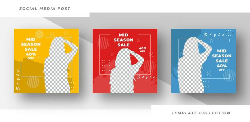 New Collection mid season sale post design template background Pro Vector