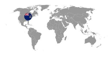 Pin map with Cayman Islands flag on world map. Vector illustration.