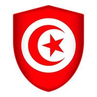 Tunisia flag in shield shape. Vector illustration.