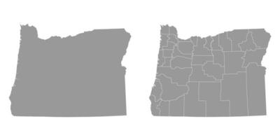 Oregon state gray maps. Vector illustration.