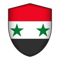 Syria flag in shield shape. Vector illustration.