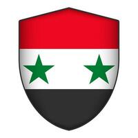 Syria flag in shield shape. Vector illustration.