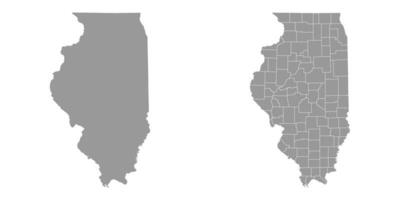 Illinois state gray maps. Vector illustration.