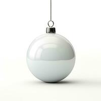 christmas baubles in the snow, holiday balls hanging, christmas background, ai generative photo