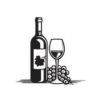 Wine bottle and glass image vector