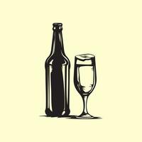 Wine bottle and glass image vector