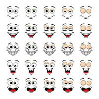 Cartoon face and blink eye animation. Vector funny characters smiling facial expression with admiration movement sprite sheet
