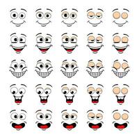 Cartoon face and blink eye animation. Vector funny characters smiling facial expression with admiration movement sprite sheet