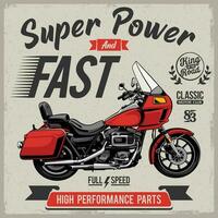 rojo color motocicleta súper poder y rápido vector