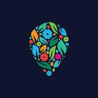 Colorful floral logo design template shape pointer vector