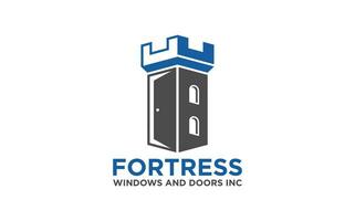 Windows and door in castle logo design template. Windows and door icon design. Suitable for Business and real estate vector
