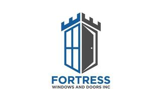 Windows and door in castle logo design template. Windows and door icon design. Suitable for Business and real estate vector