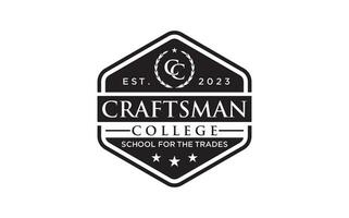 logo initial cc with Retro badge. frame and vintage silhouette badges hipster design vector