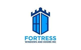 Windows and door in castle logo design template. Windows and door icon design. Suitable for Business and real estate vector