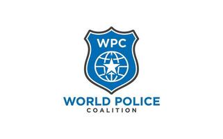 mundo policía seguridad diseño logo vector