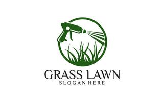 Grass lawn Care logo design vector