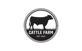 Vintage Cattle farm ranch ready made logo design vector