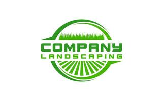 landscape logo for lawn or gardening business design template vector