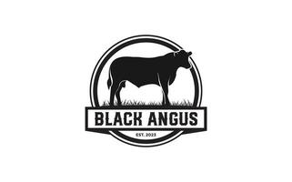 Vintage Cattle Angus Beef Emblem Label logo design vector, . Best for Cattle Ranch logo template vector