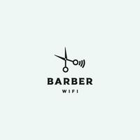 Scissors combine with wifi logo, barber connection logo concept vector