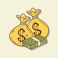 Money bag and gold coin vector illustration