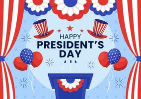 Happy Presidents Day Vector Illustration on 19 February with President America and USA Flag in Flat Cartoon Background Design