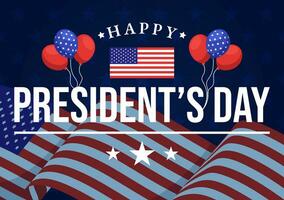 Happy Presidents Day Vector Illustration on 19 February with President America and USA Flag in Flat Cartoon Background Design