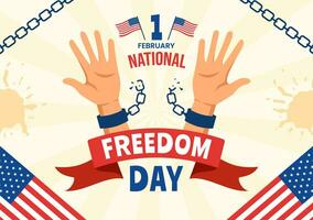 National Freedom Day Vector Illustration on 1 February with USA Flag and Hands in Handcuffs to Honoring all Who Served in Flat Background