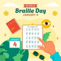 Braille Day Social Media Illustration Flat Cartoon Hand Drawn Templates Background vector