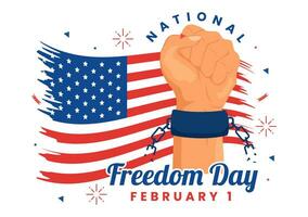 National Freedom Day Vector Illustration on 1 February with USA Flag and Hands in Handcuffs to Honoring all Who Served in Flat Background