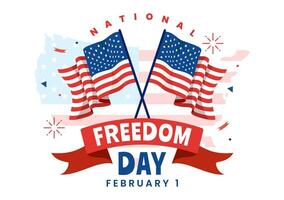 National Freedom Day Vector Illustration on 1 February with USA Flag and Hands in Handcuffs to Honoring all Who Served in Flat Background