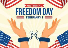 National Freedom Day Vector Illustration on 1 February with USA Flag and Hands in Handcuffs to Honoring all Who Served in Flat Background